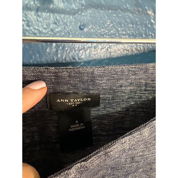 Ann Taylor Womens Size 4 Blue Linen Blend Pleated Skirt With Pockets - Picture 4 of 10